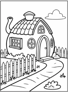 Teapots house Coloring Pages