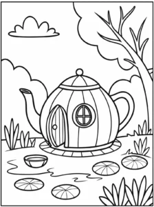 Teapots house Coloring Pages